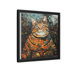 Mosaic Majesty: The Regal Cat, Framed Mosaic Cat Art Print — Colorful Modern Wall Canvas