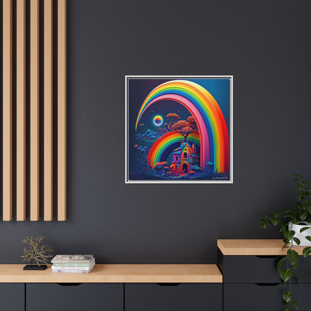 Home Beneath the Rainbow, Art Print — Colorful Modern Wall Canvas
