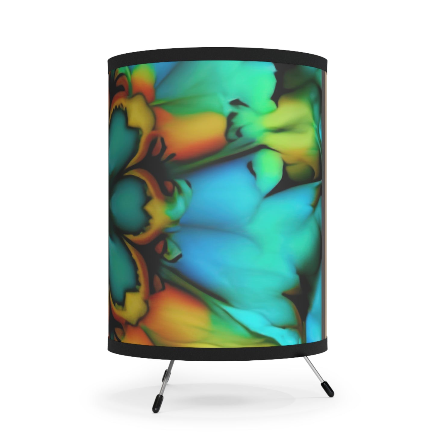 Bold And Beautiful Tie Dye B 3 Blue Yellow Tripod Lamp with High-Res Printed Shade, US\CA plug