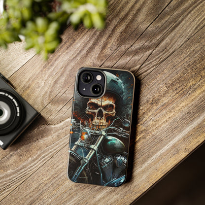 Skull Motorcycle Rider, Ready to Tear Up Road On Beautiful Bike 9 Tough Phone Cases