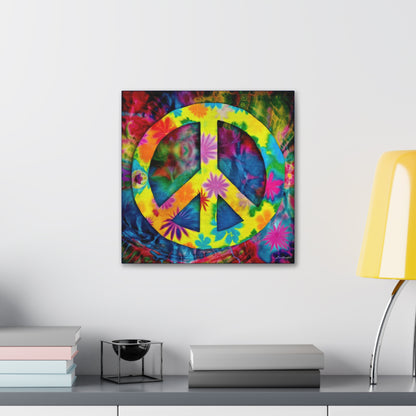 Coolio Tie Dye Hippie Peace Sign 3 Canvas Gallery Wraps