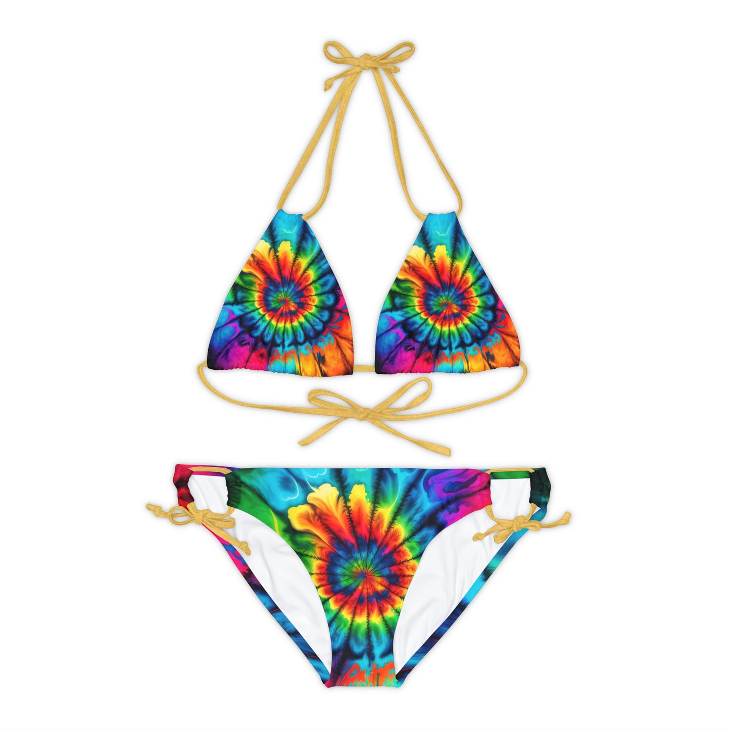Bold And Beautiful Tie Dye Style 2 B Strappy Bikini Set (AOP)