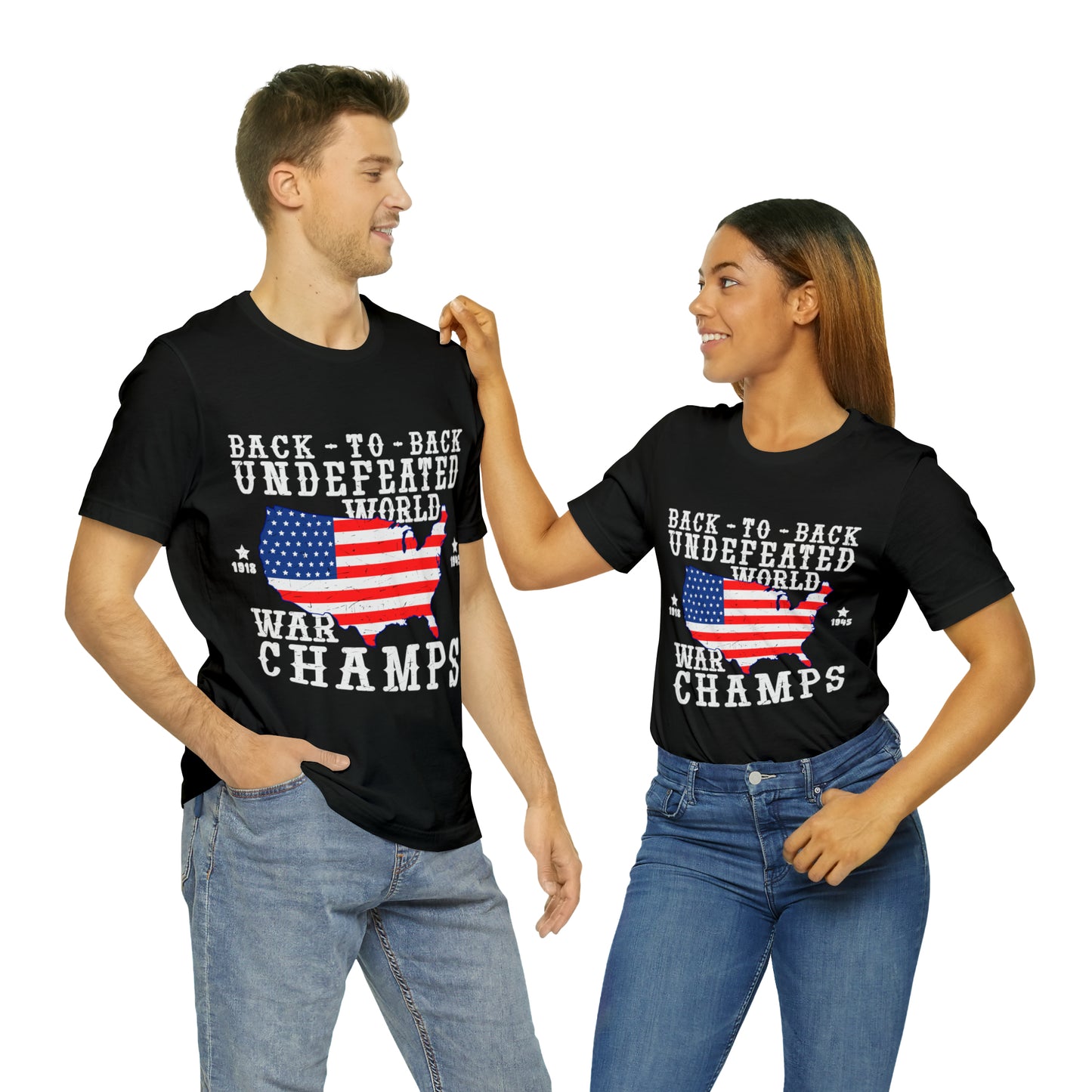 Back to Back World War Champs, American Flag, Fourth Of July 4th Unisex Jersey Short Sleeve Tee