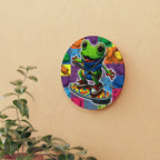 Hip Hip Hop Skating Boarding Cool Frog With Back Ground Frog Collage Wall Clock