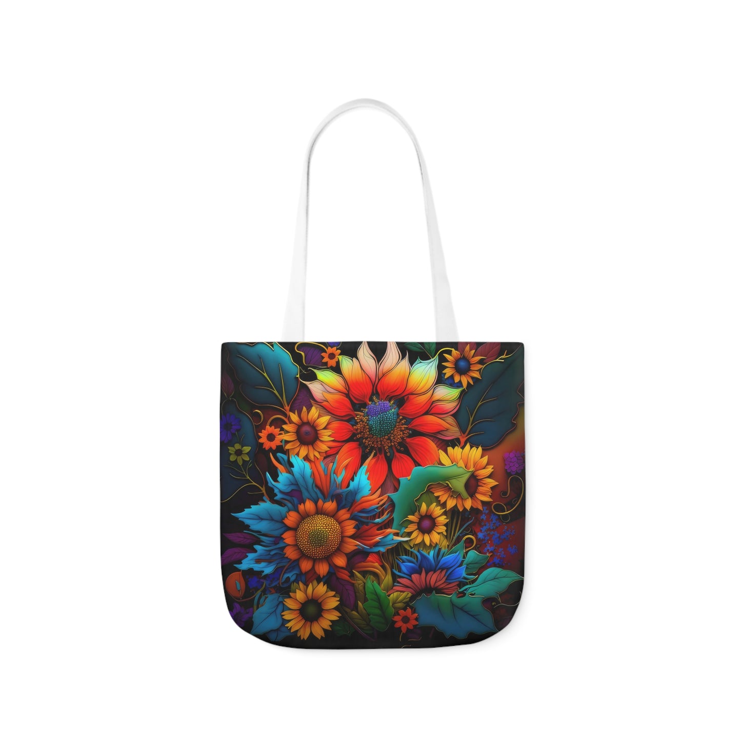 Bold And Beautiful Colorful Flowers Style Two Polyester Canvas Tote Bag (AOP)