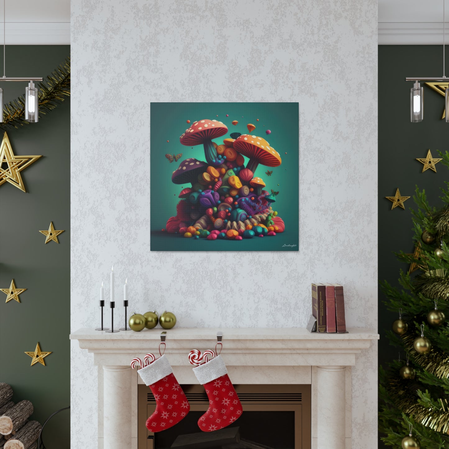 Beautiful Mushroom Luminating Colorful Bliss7 Canvas Gallery Wraps