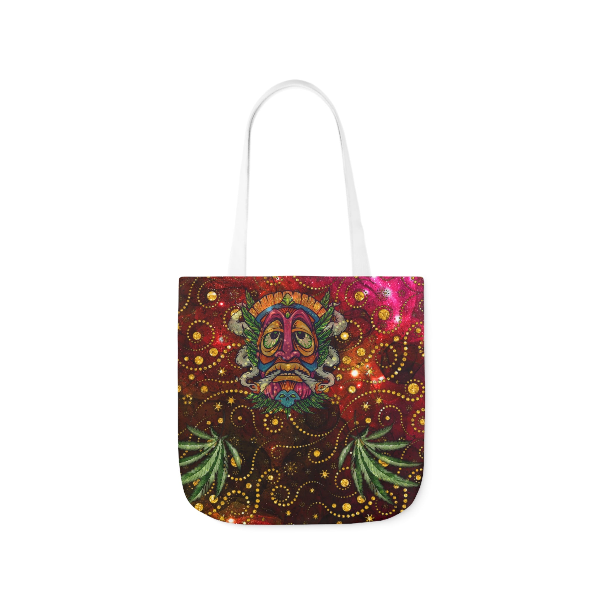 Groovy Island Man Smoking With Marijuana Pot Weed 420 Hands Polyester Canvas Tote Bag (AOP)