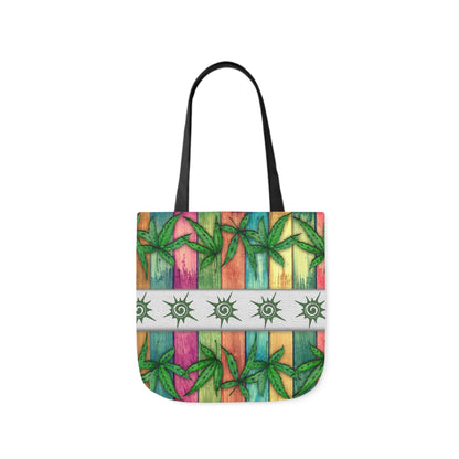 Beautiful Multicolored Pink Purple Blue 420 Weed Marijuana Leaf Polyester Canvas Tote Bag (AOP)