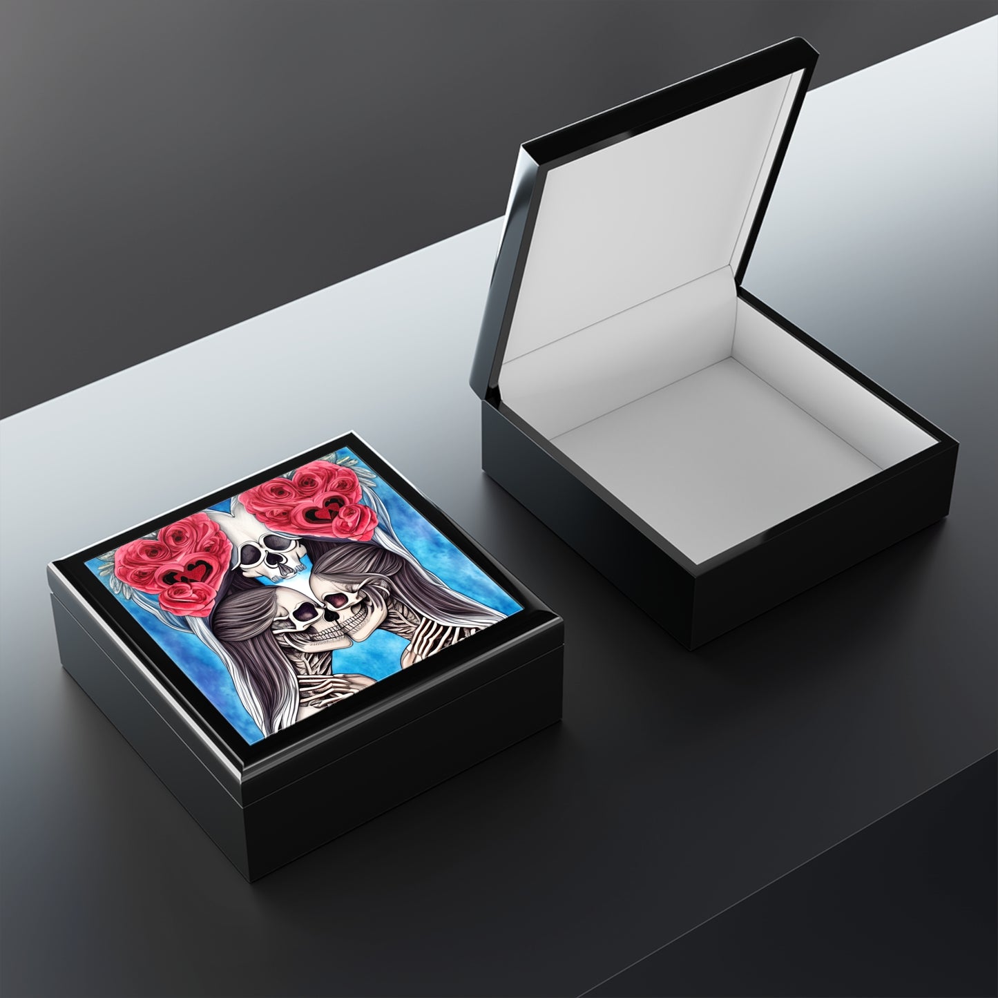 Love Shows No Time Boundaries Skulls,  Loewenkind Creations Jewelry Box