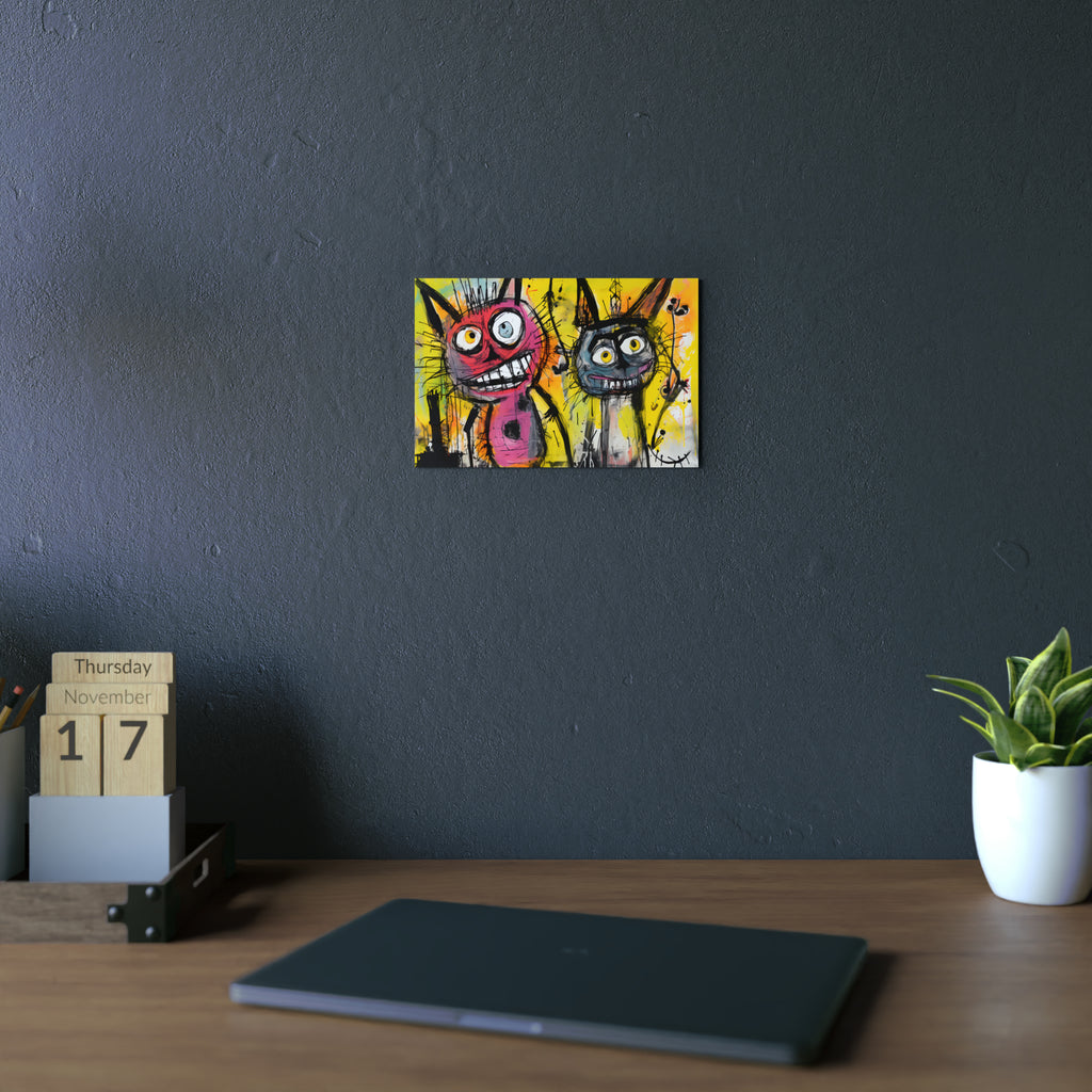 Abstract Multi Colored Cats With Yellow Background By DaFlowerChild Aluminum Composite Panels