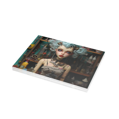 Love My Giszmos Blue Hair Black Background, designed Style 5 Postcard Bundles (envelopes included)