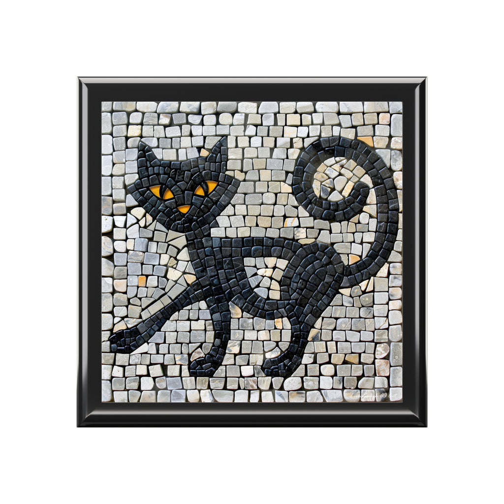 "Curious Black Cat Mosaic", Jewelry- Stash- Collection Box