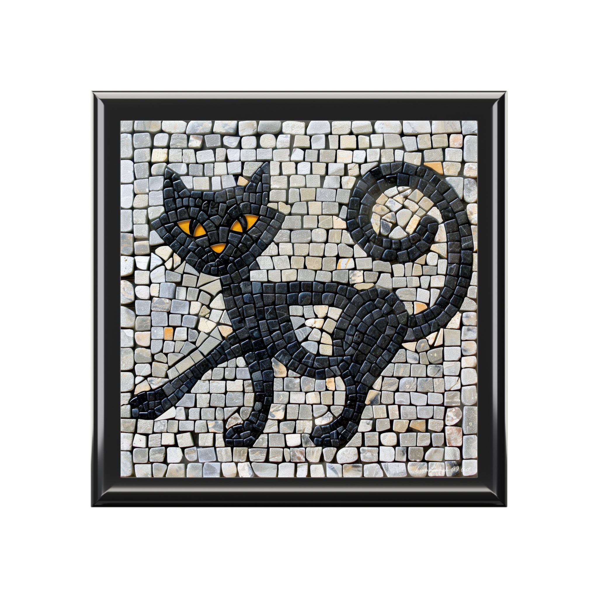 "Curious Black Cat Mosaic", Jewelry- Stash- Collection Box