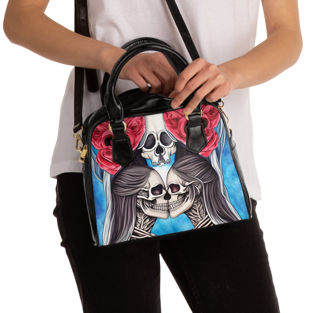 Love Shows No Time Boundaries Skulls,  Loewenkind Creations Shoulder Handbag