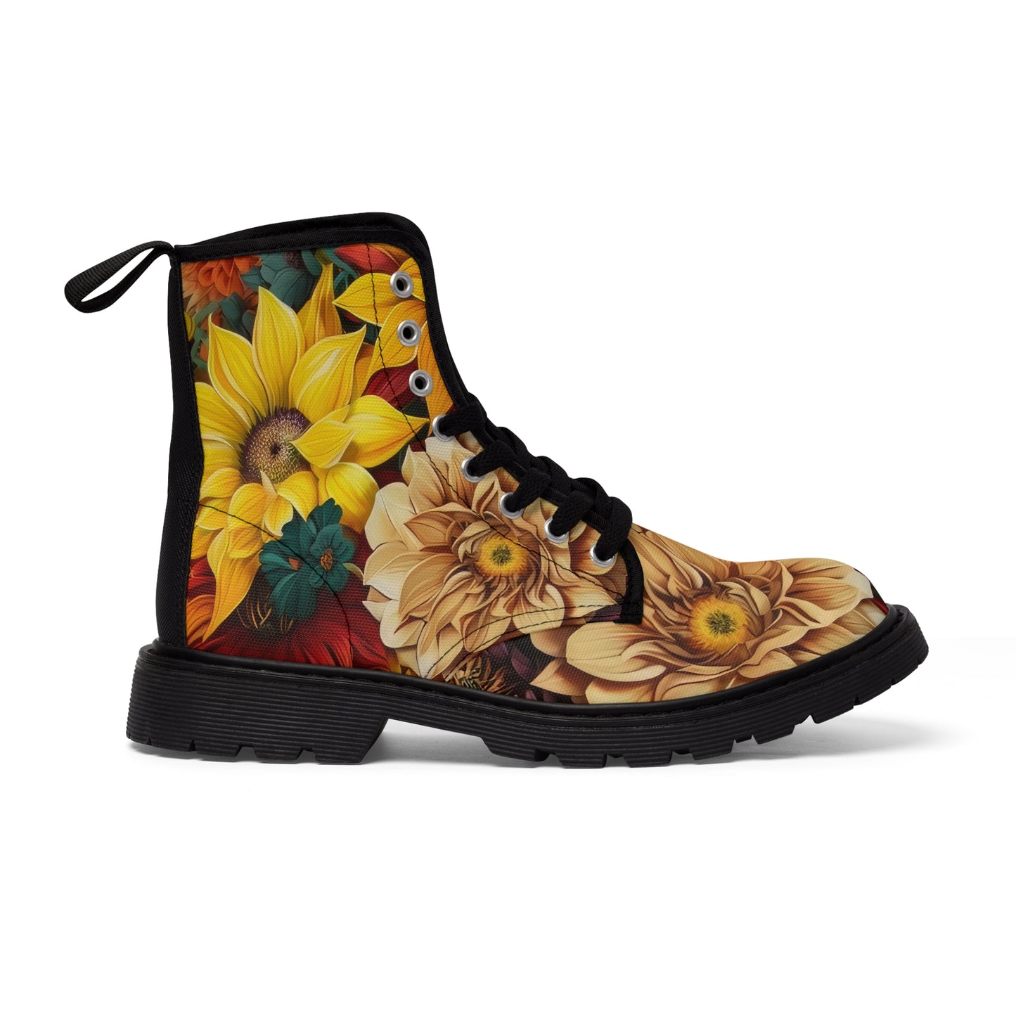 Bold And Beautiful Colorful Flowers Style Six Women's Canvas Boots