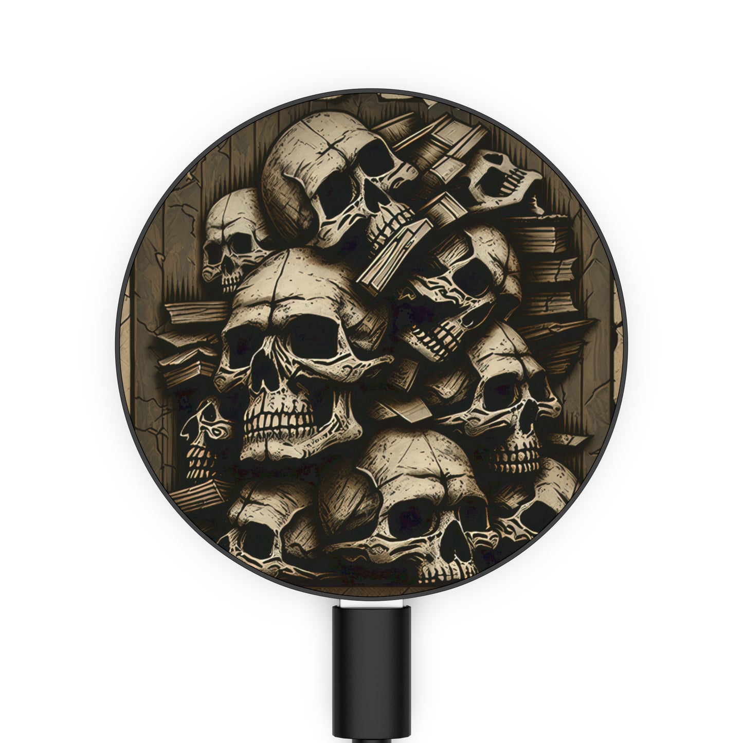 Metallic Chrome Skull And Detailed Background Style 12 Magnetic Induction Charger