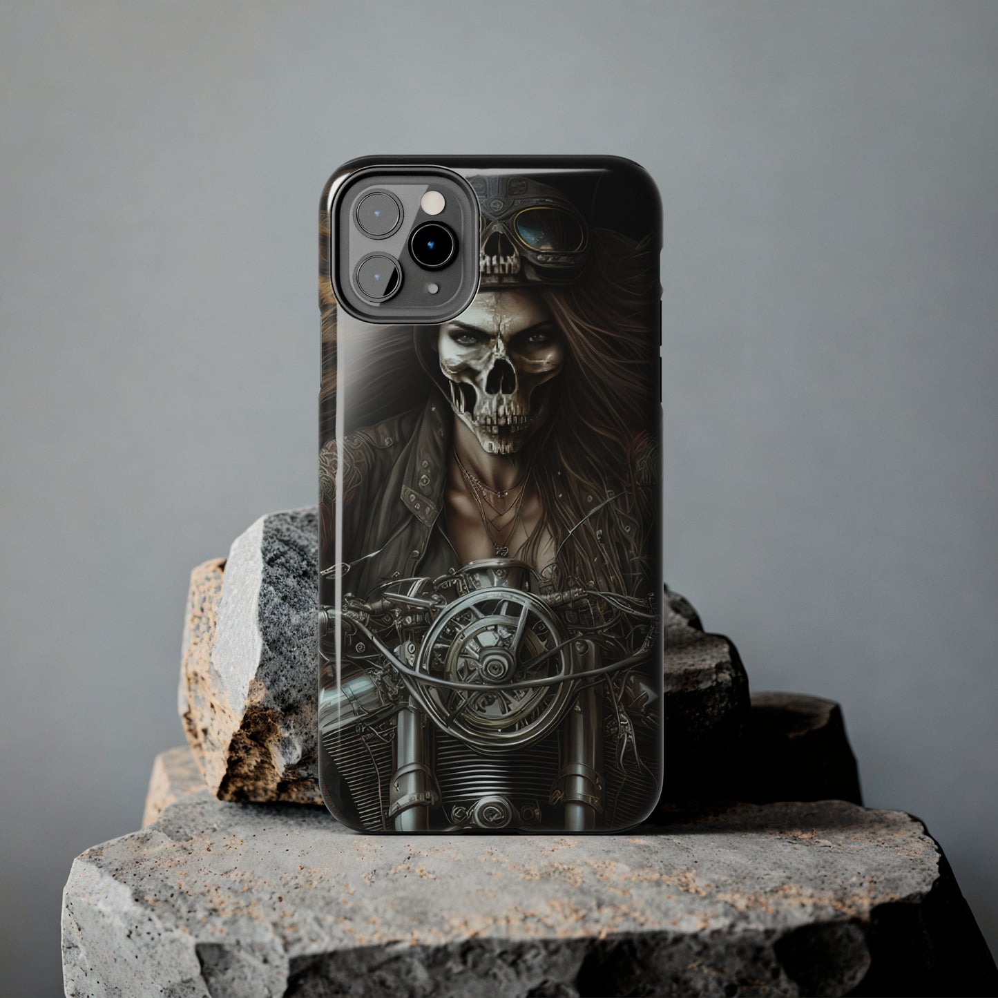 Skull Motorcycle Rider, Ready to Tear Up Road On Beautiful Bike 10 Tough Phone Cases