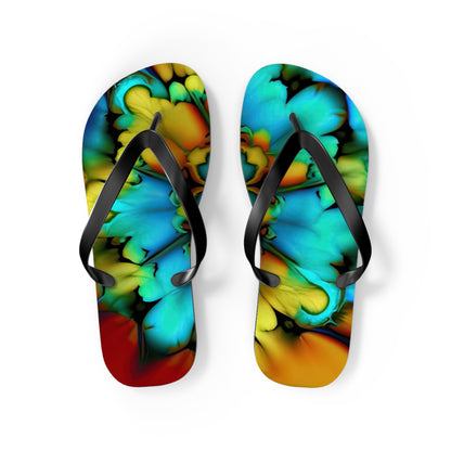 Bold And Beautiful Tie Dye B 3 Blue Yellow Flip Flops