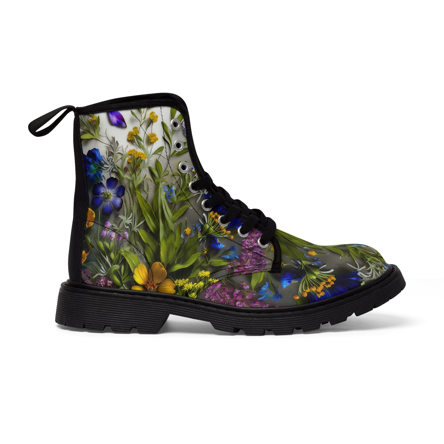 Bold & Beautiful & Metallic Wildflowers, Gorgeous floral Design, Style 4 Women's Canvas Boots