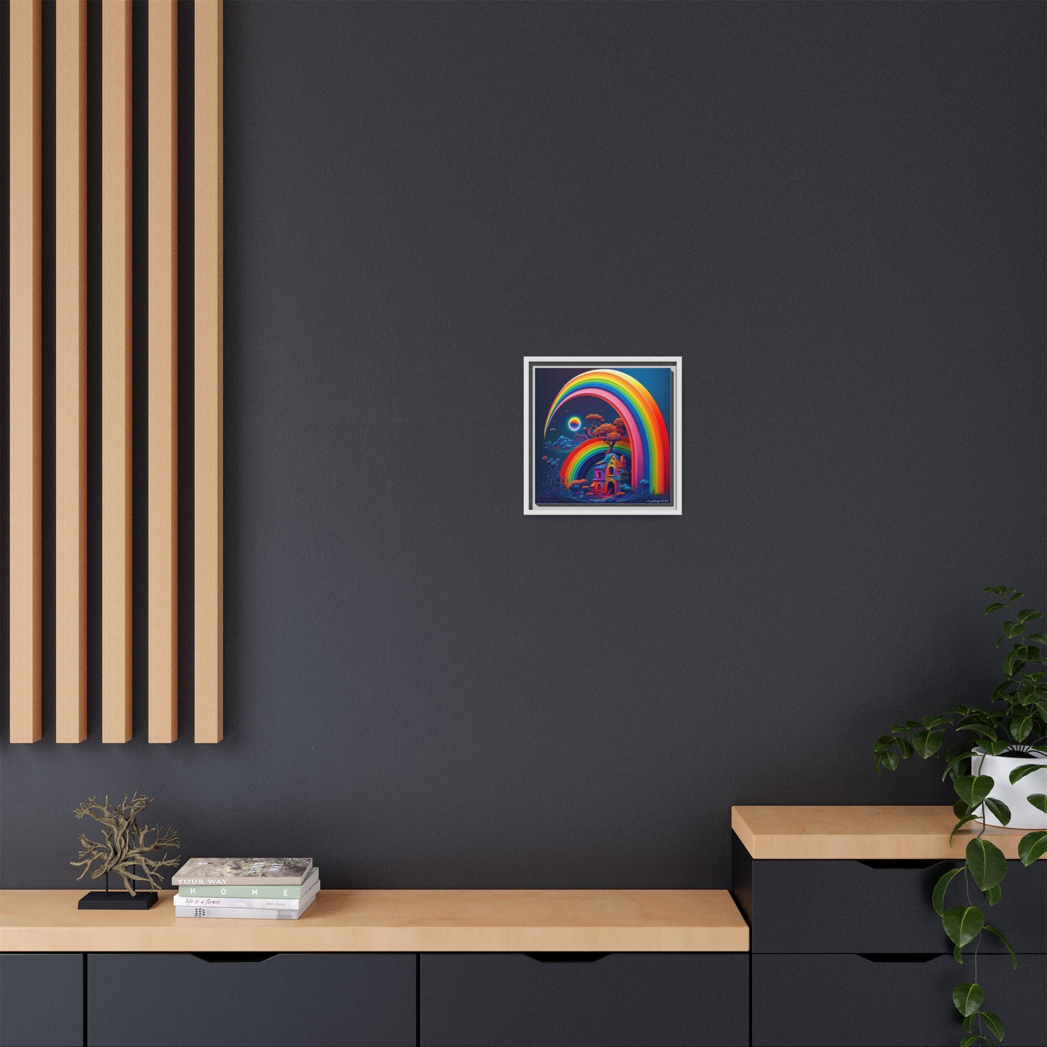 Home Beneath the Rainbow, Art Print — Colorful Modern Wall Canvas