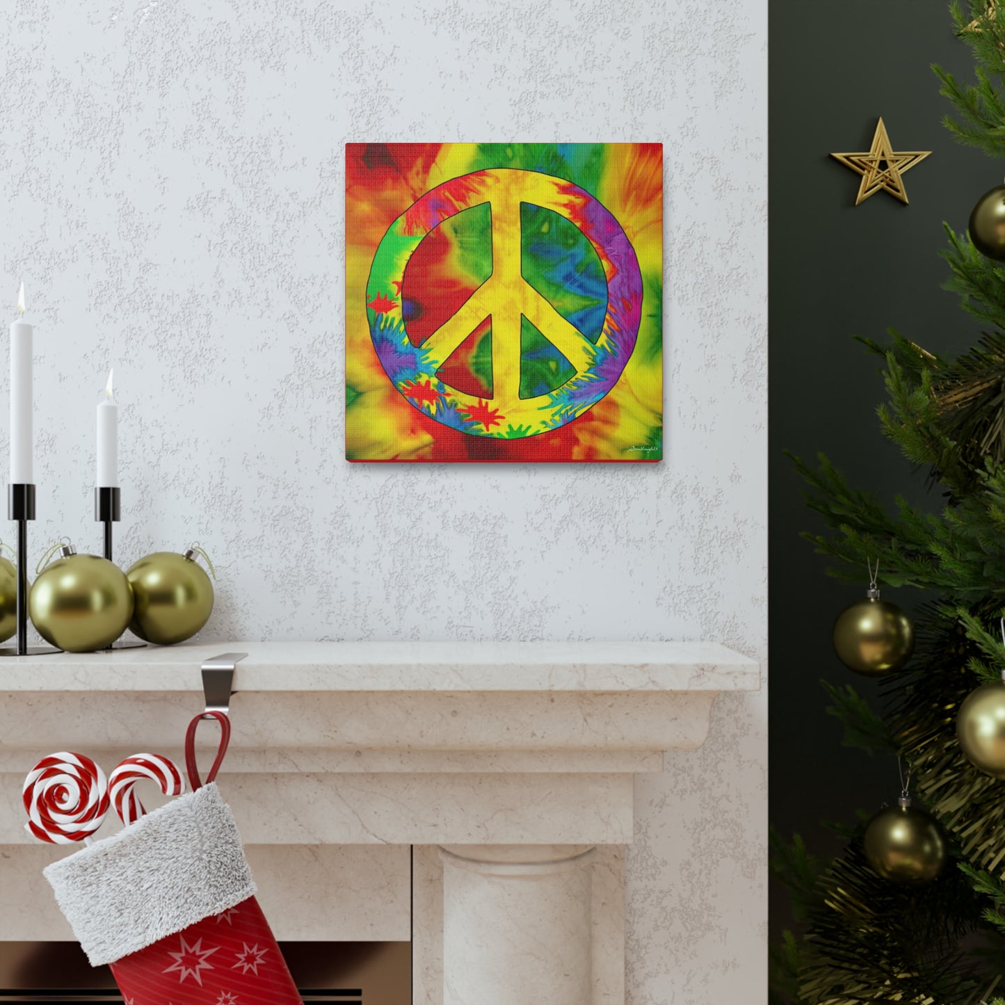 Coolio Tie Dye Hippie Peace Sign 2 Canvas Gallery Wraps