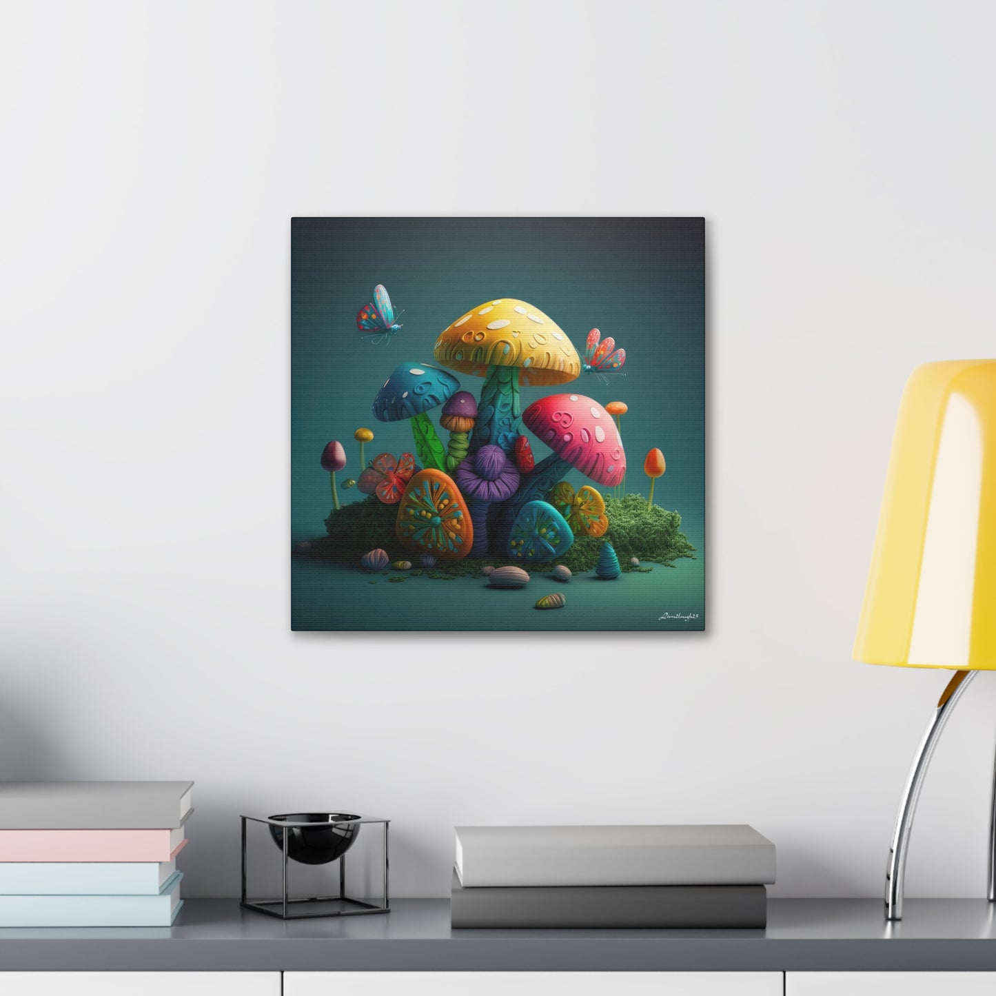 Beautiful Mushroom Luminating Colorful Bliss 4 Canvas Gallery Wraps