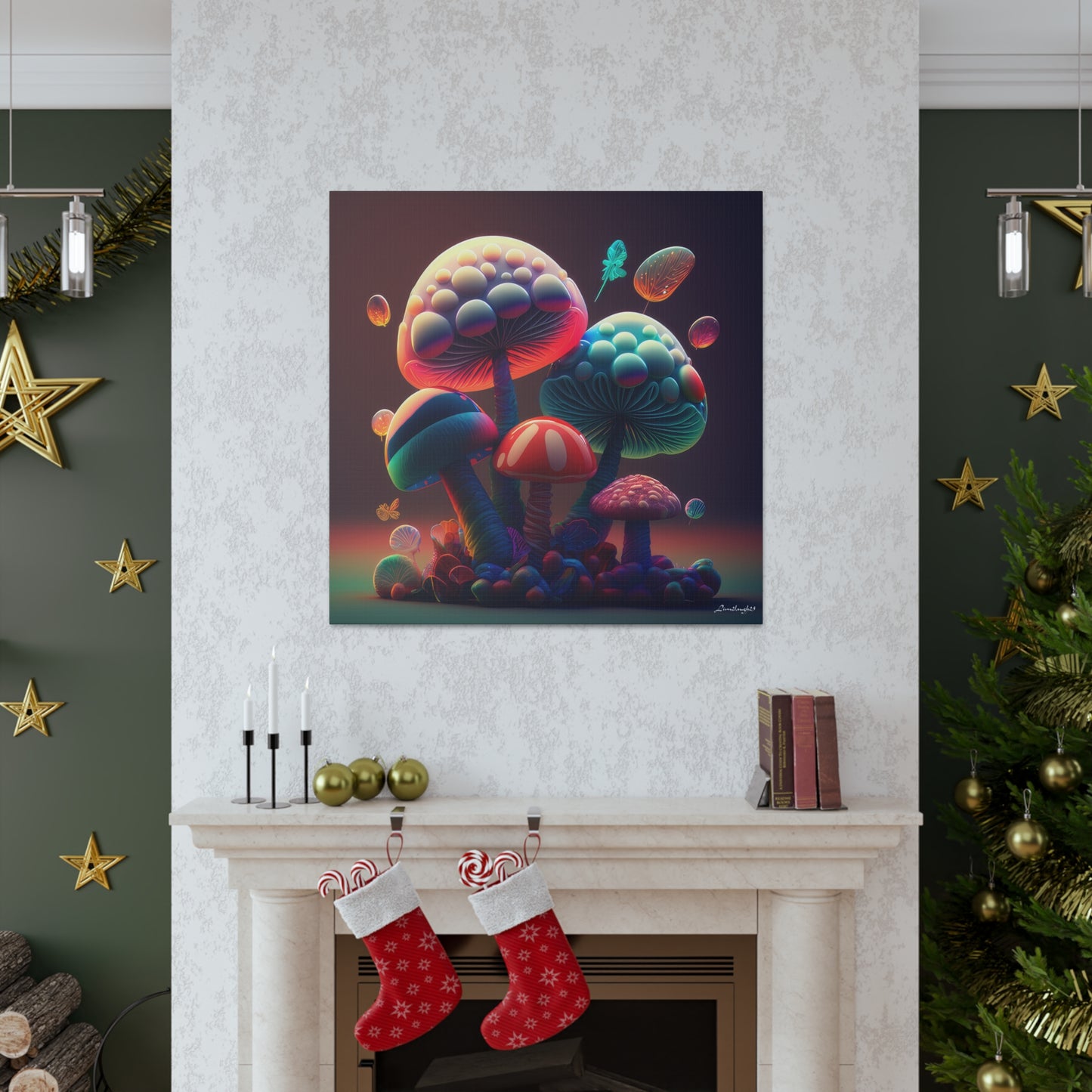 Beautiful Mushroom Luminating Colorful Bliss 5 Canvas Gallery Wraps