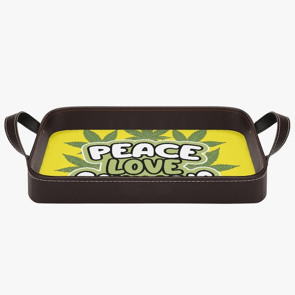 Love Peace Cannabis  420 Marijuana PU Leather Tray