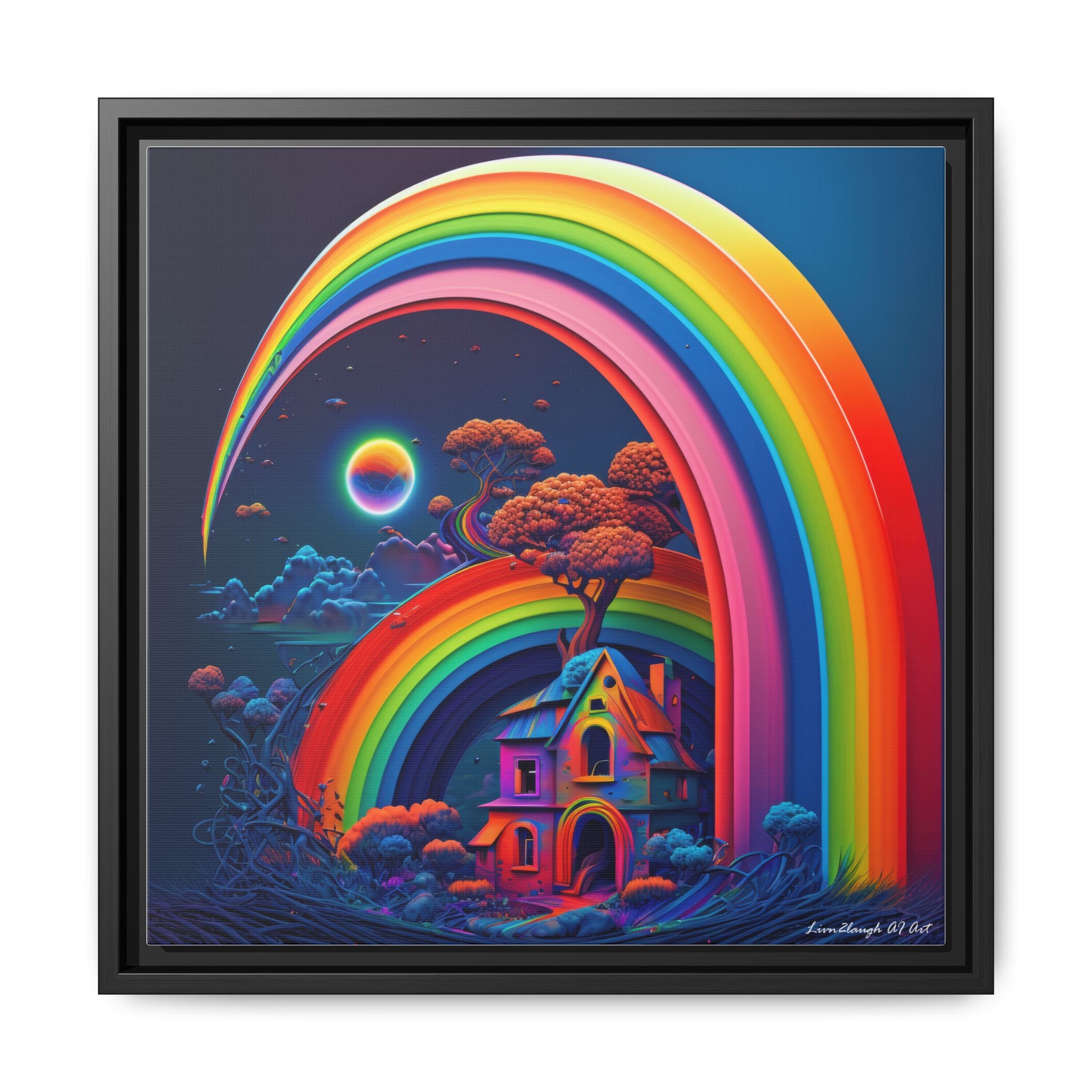 Home Beneath the Rainbow, Art Print — Colorful Modern Wall Canvas