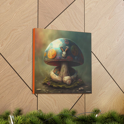 Gothic Style Blue Mushroom With Animal Style Canvas Gallery Wraps