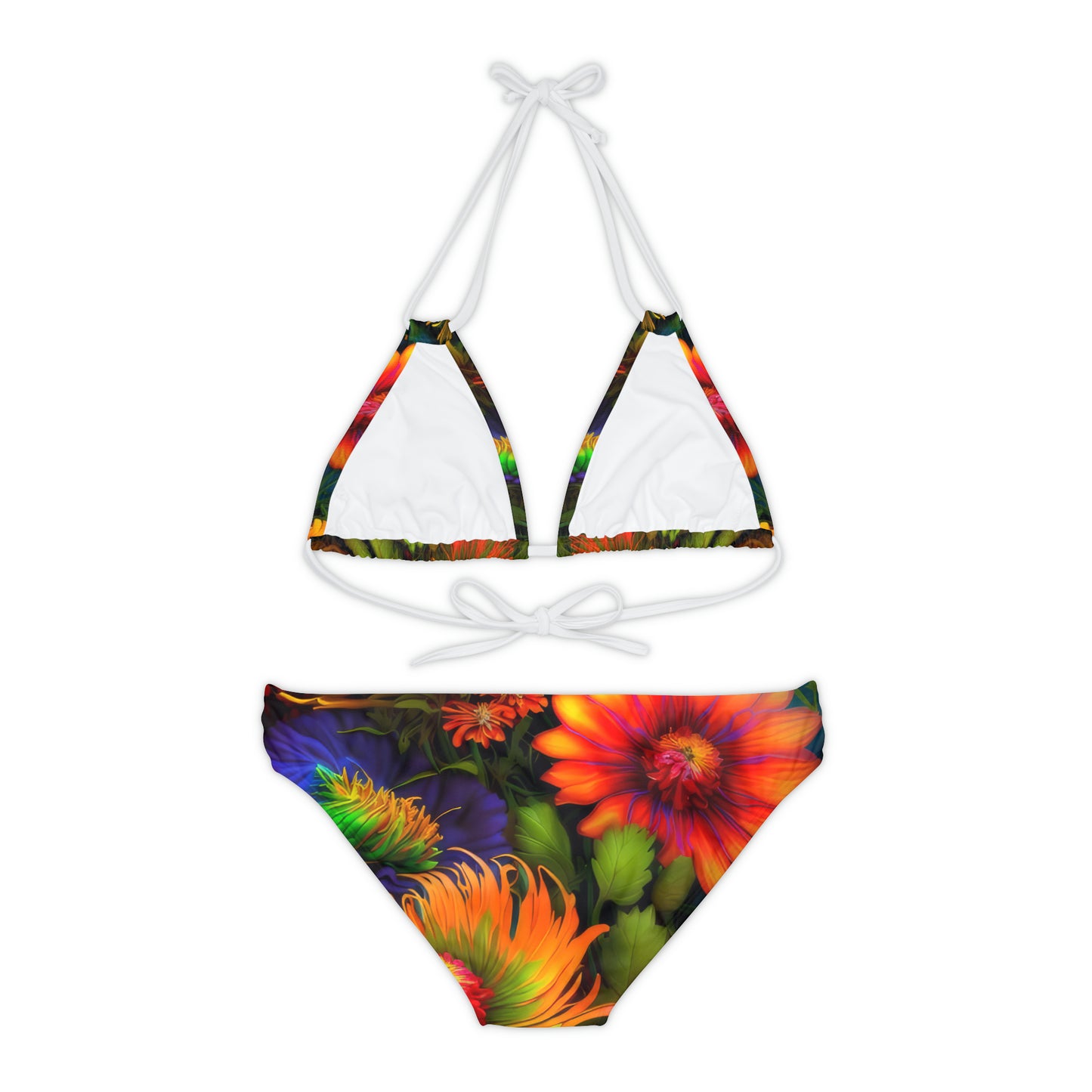 Bold And Beautiful Flowers Style One Strappy Bikini Set (AOP)