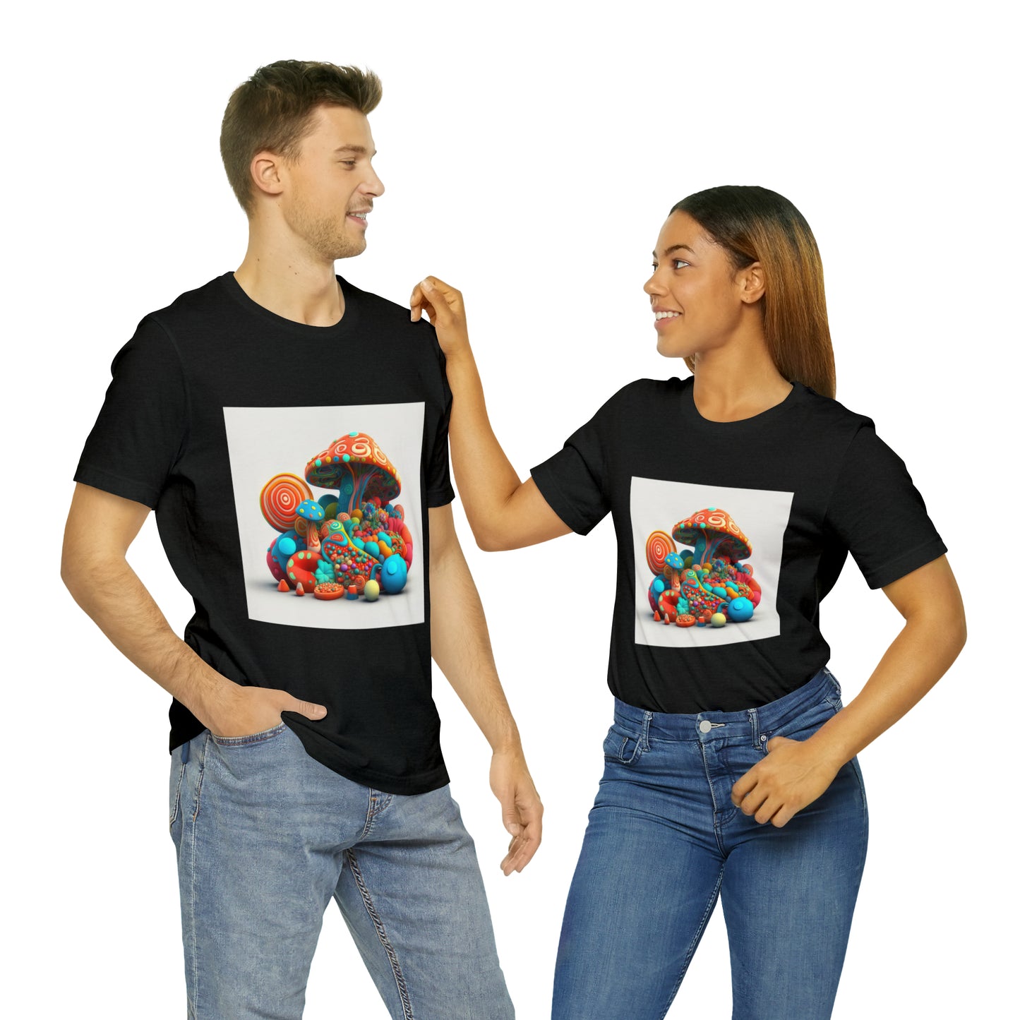 Hippie Mushroom Color Candy Style Design Style 1Unisex Jersey Short Sleeve Tee