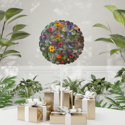 Bold & Beautiful & Metallic Wildflowers, Gorgeous floral Design, Style 2 A Balloon (Round and Heart-shaped), 11"