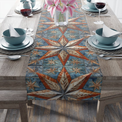 Beautiful Stars Abstract Star Style Orange, White And Blue Table Runner (Cotton, Poly)