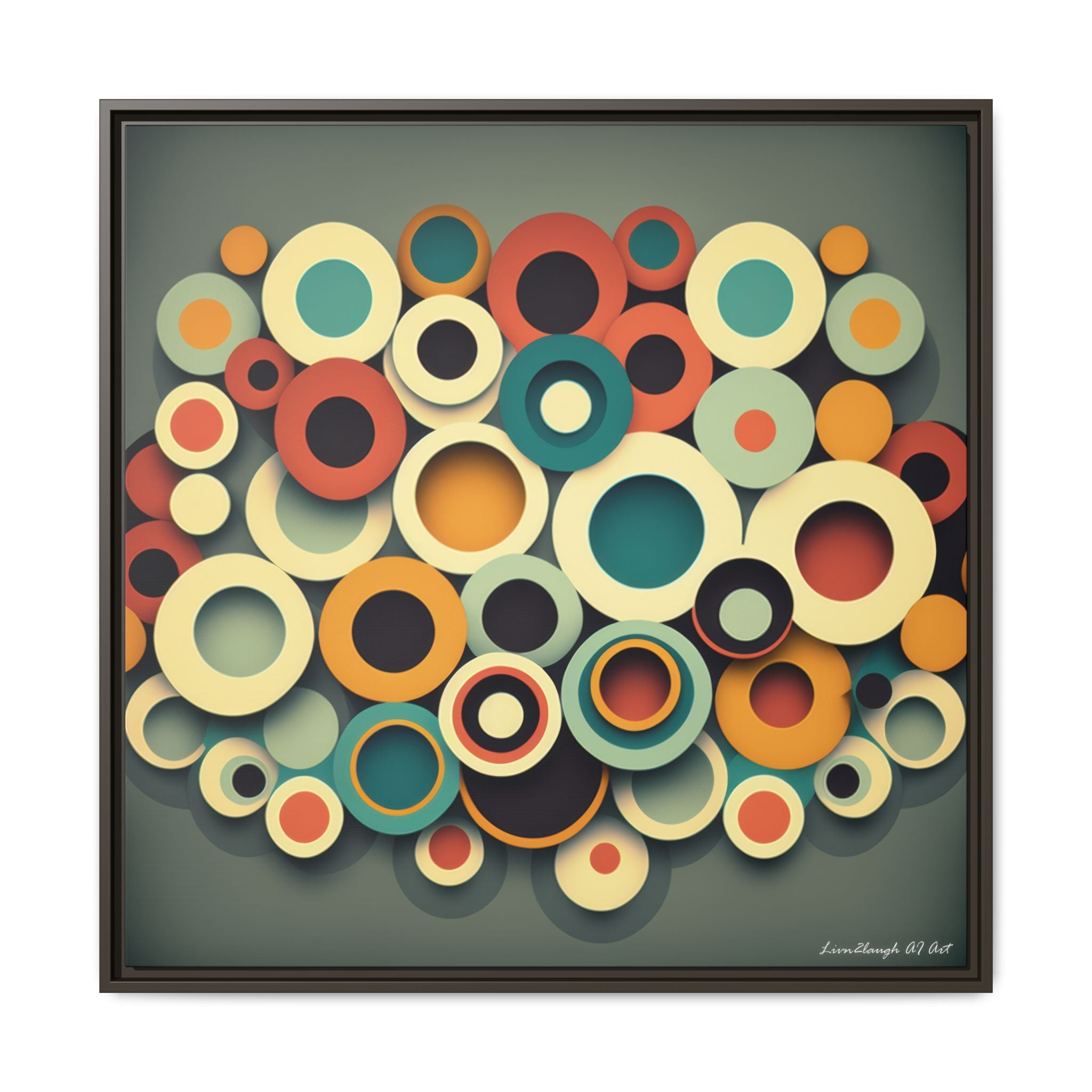 Gathered Circles, Matte Canvas, Framed (Multi-color)