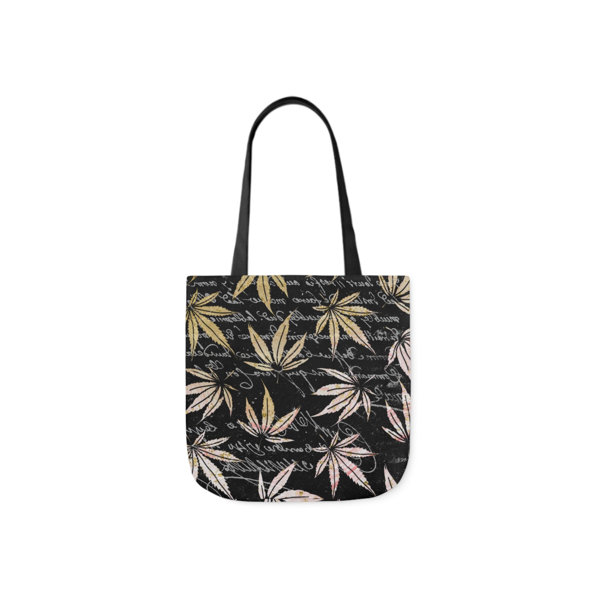 Gold And Black 420 Weed Marijuana Leaf Polyester Canvas Tote Bag (AOP)