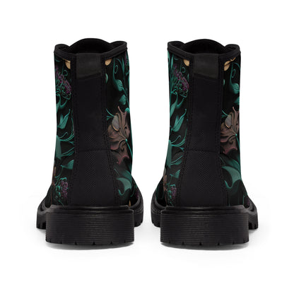 Gothic Bold & Beautiful flower floral Style 2 Women's Canvas Boots