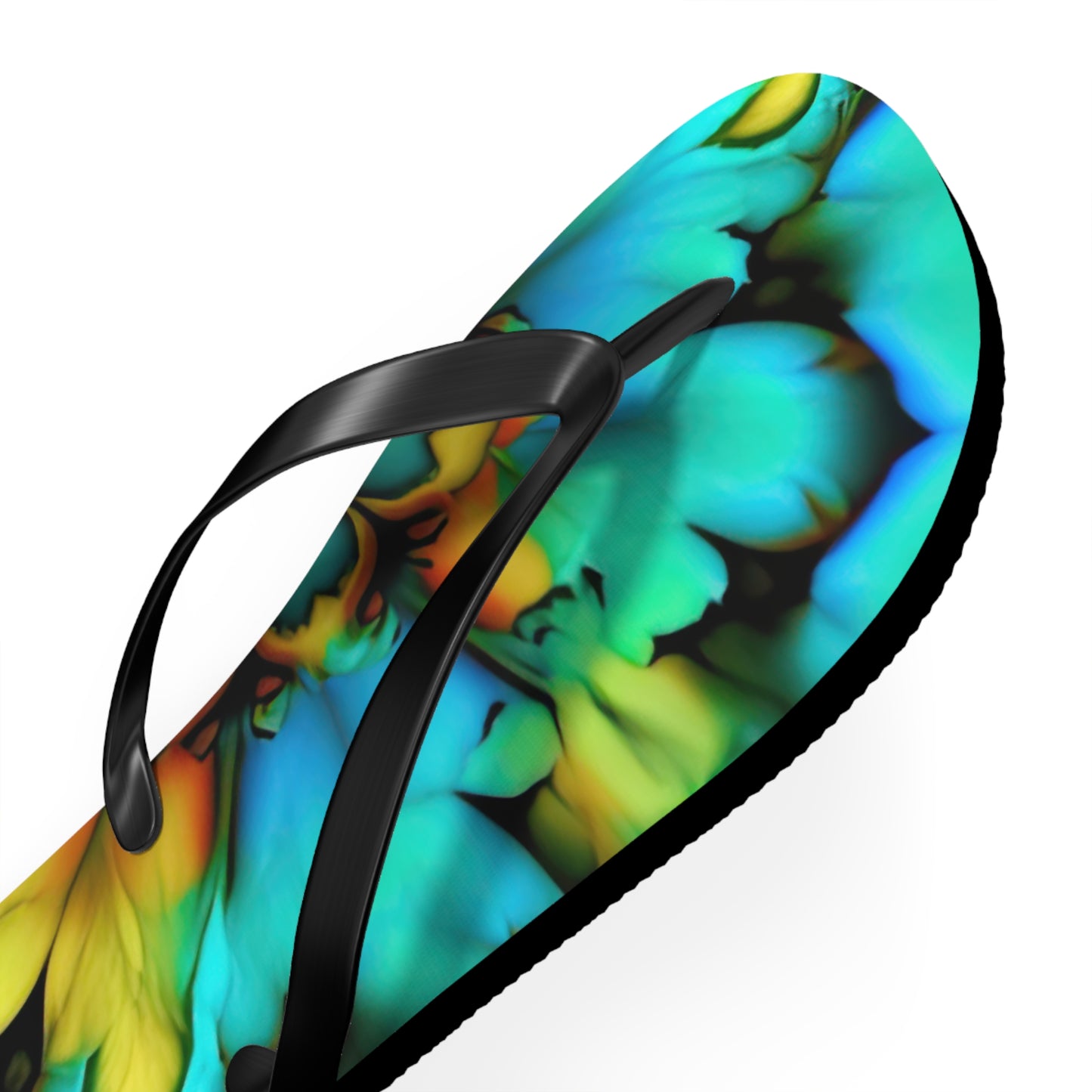 Bold And Beautiful Tie Dye B 3 Blue Yellow Flip Flops