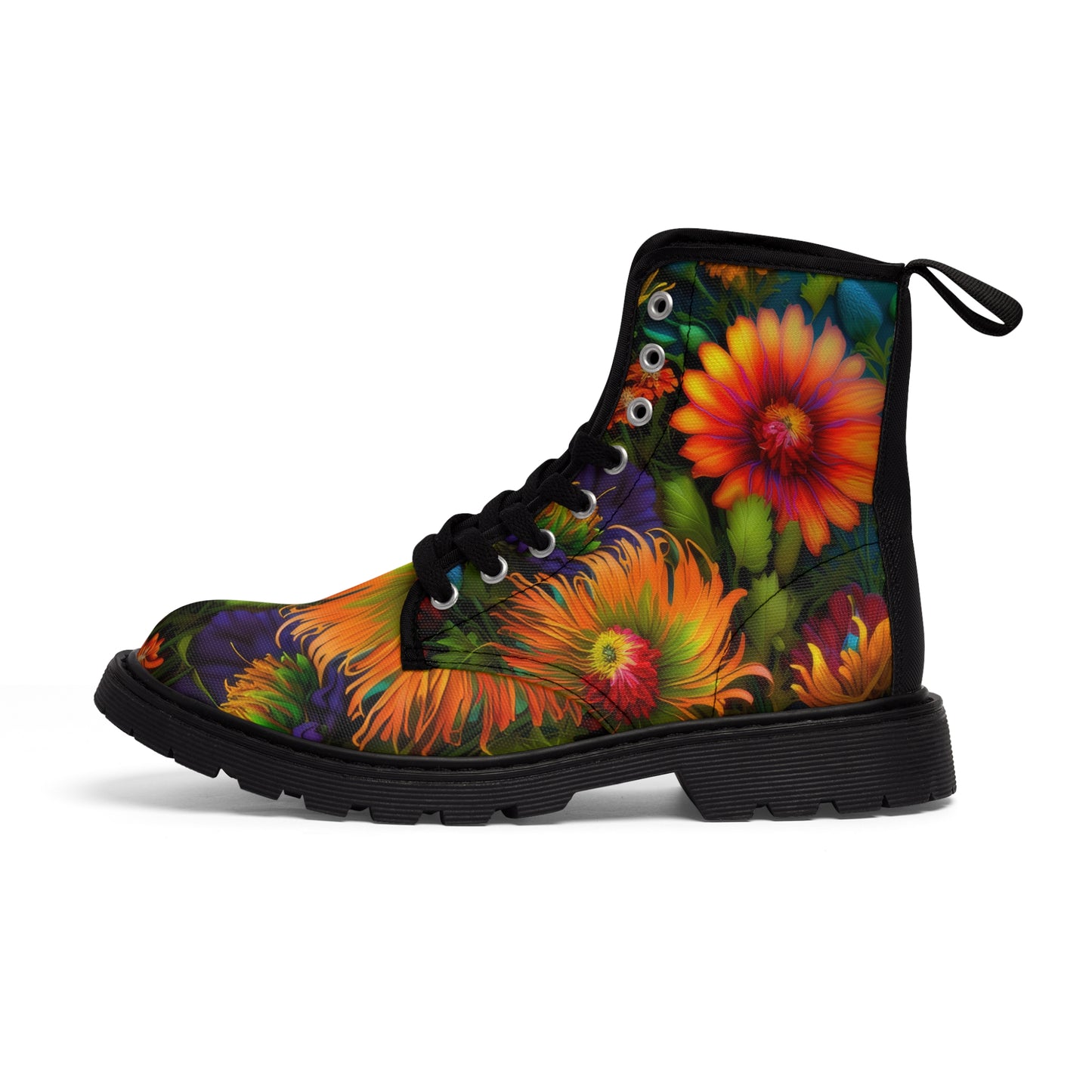 Bold And Beautiful Colorful Flowers Style One Women's Canvas Boots