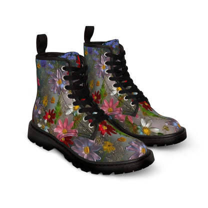 Bold & Beautiful & Metallic Wildflowers, Gorgeous floral Design, Style 6 Women's Canvas Boots