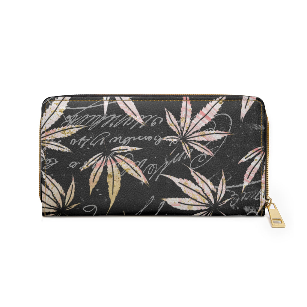 Gold And Black 420 Weed Marijuana Leaf Zipper Wallet