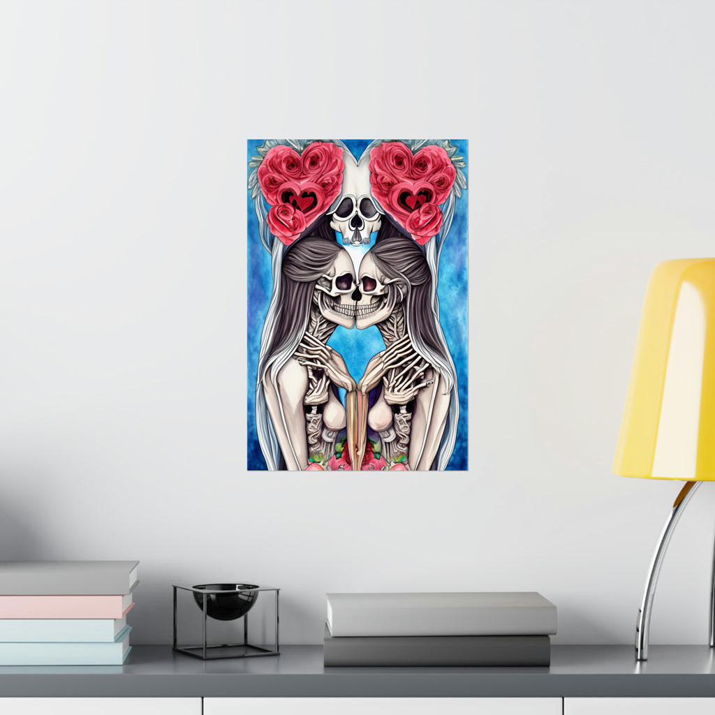 Love Shows No Time Boundaries Skulls, Image By Loewenkind Creations Premium Matte Vertical Posters