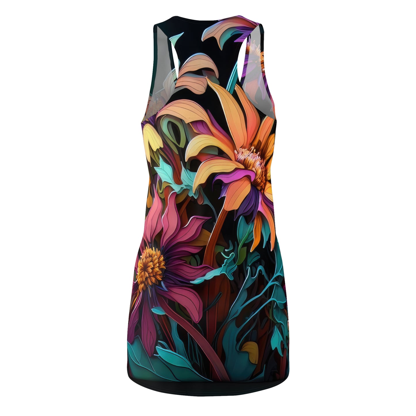 Bold And Beautiful Designed Flowers Three Women's Cut & Sew Racerback Dress (AOP)