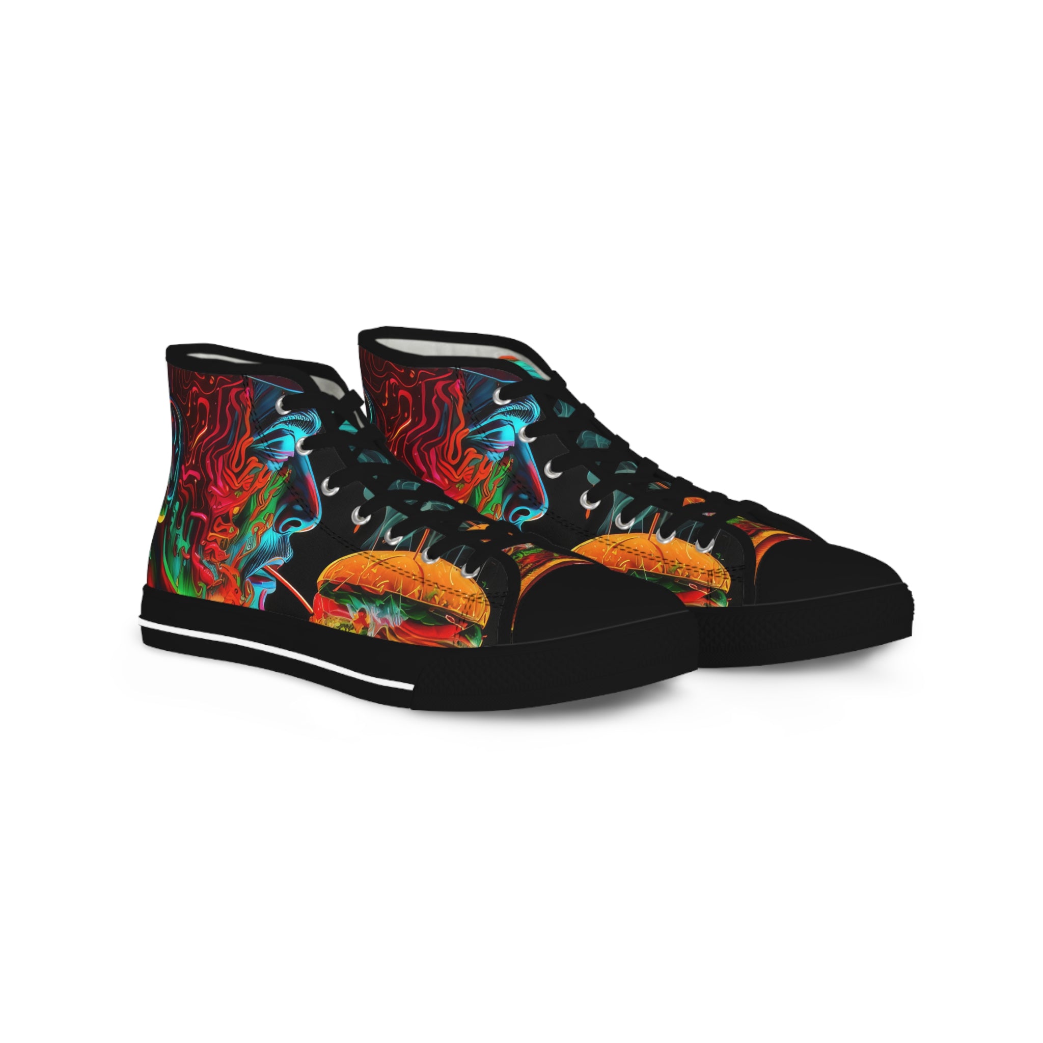 Hip Man Holding a burger Smoking Men's High Top Sneakers