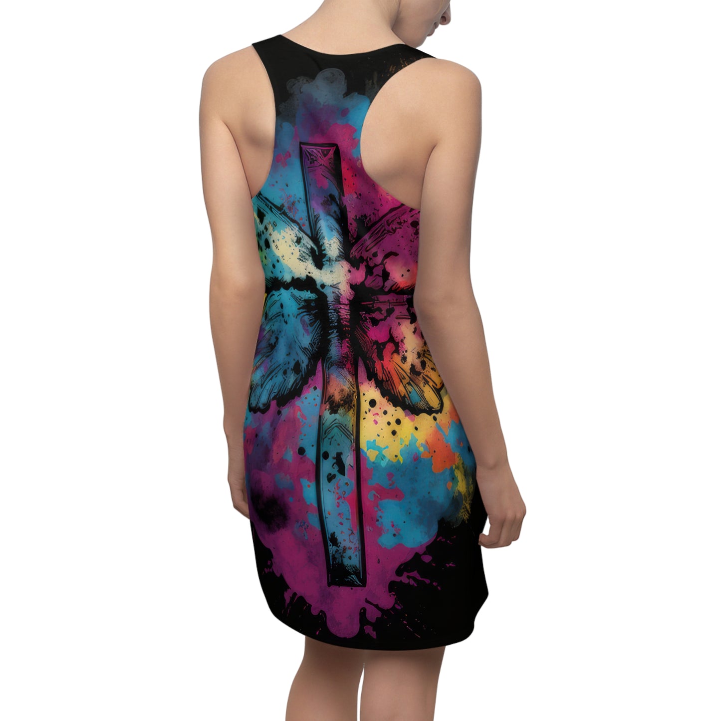 Bold And Beautiful Tie Dye Style Four Women's Cut & Sew Racerback Dress (AOP)