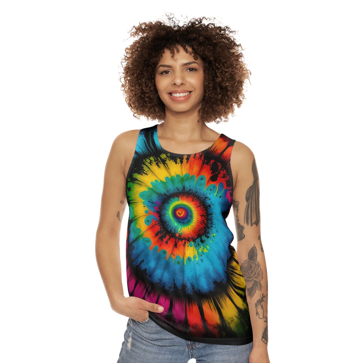 Bold And Beautiful Tie Dye Style Four Unisex Tank Top (AOP)