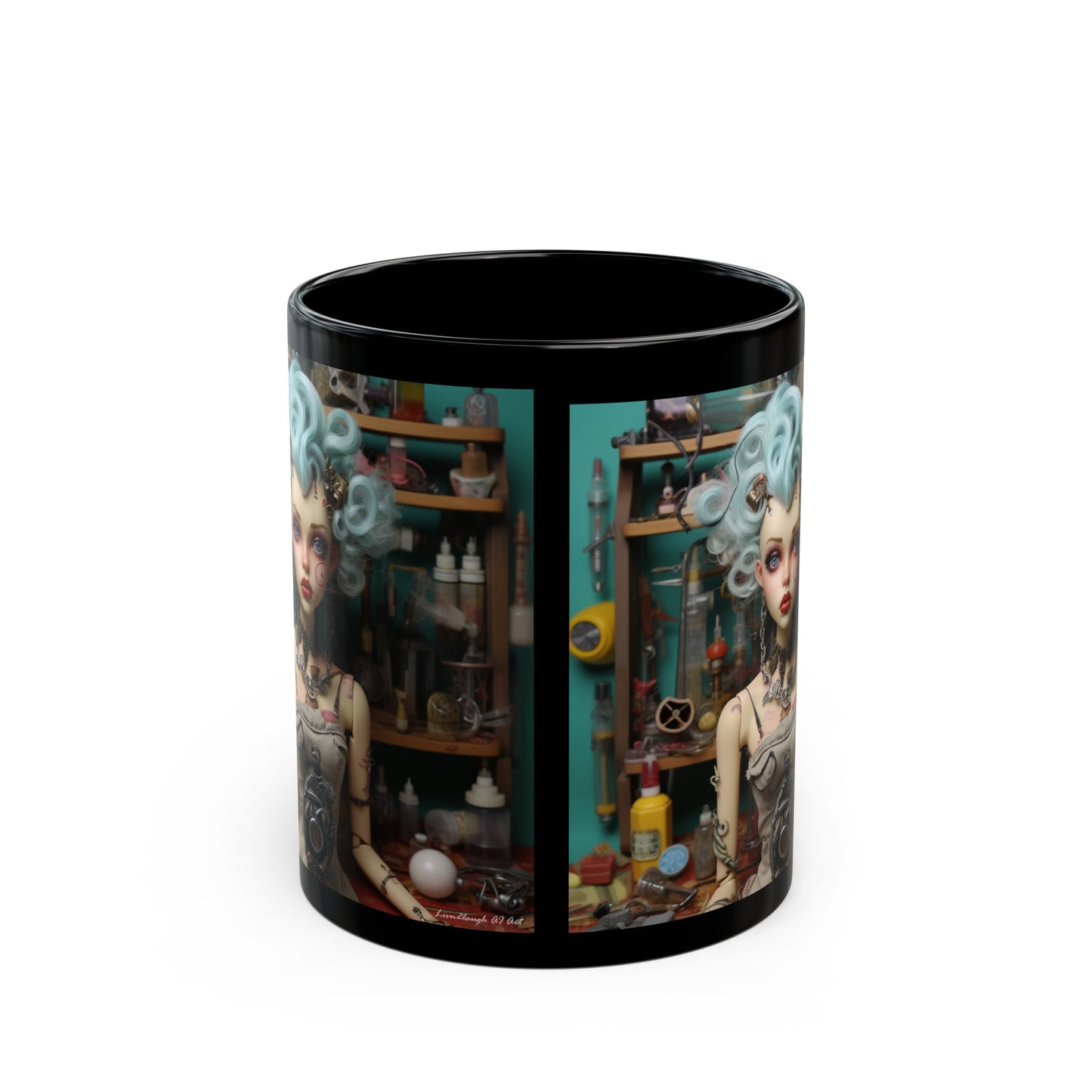 Love My Gismos Blue Hair Black Background11oz Black Mug