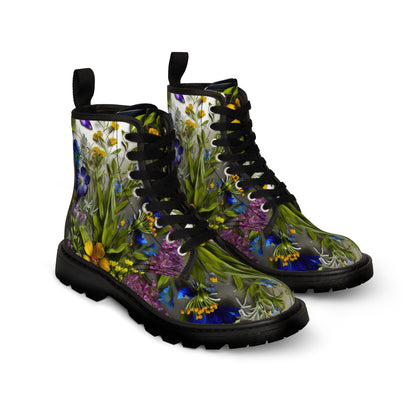 Bold & Beautiful & Metallic Wildflowers, Gorgeous floral Design, Style 4 Women's Canvas Boots