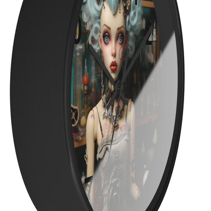 Love My Gismo's Blue Hair Black Background Wall Clock