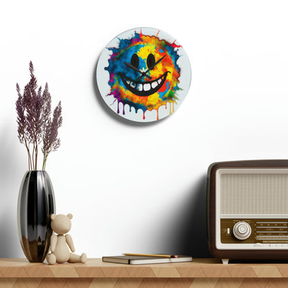 Happy Tie Dye Face Style 3 Wall Clock